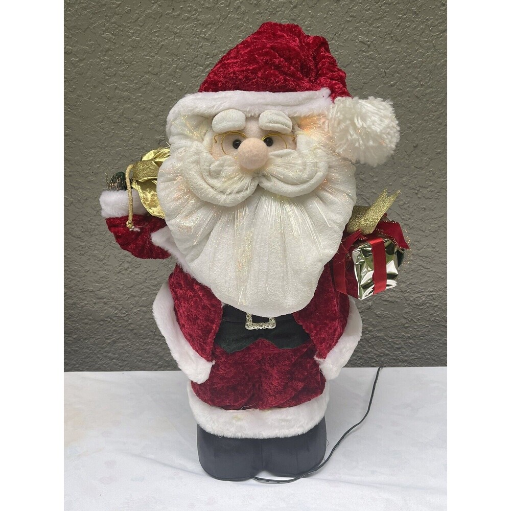VTG Holiday Seasons Fiber Optic Santa 22” Toy Bag Lights Up Multi Color Tested